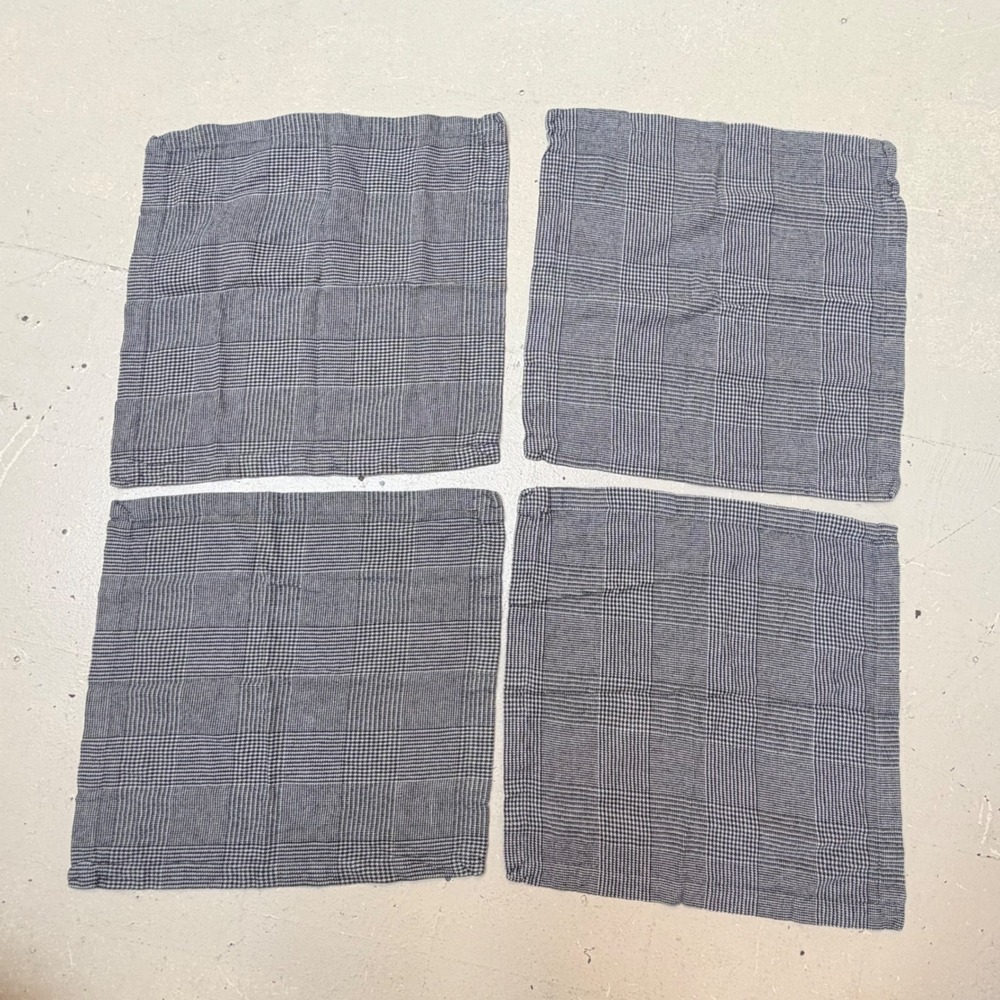 Sur La Table Glen Plaid Cotton Napkins Set of 4 Black White Check 17.5x17.5